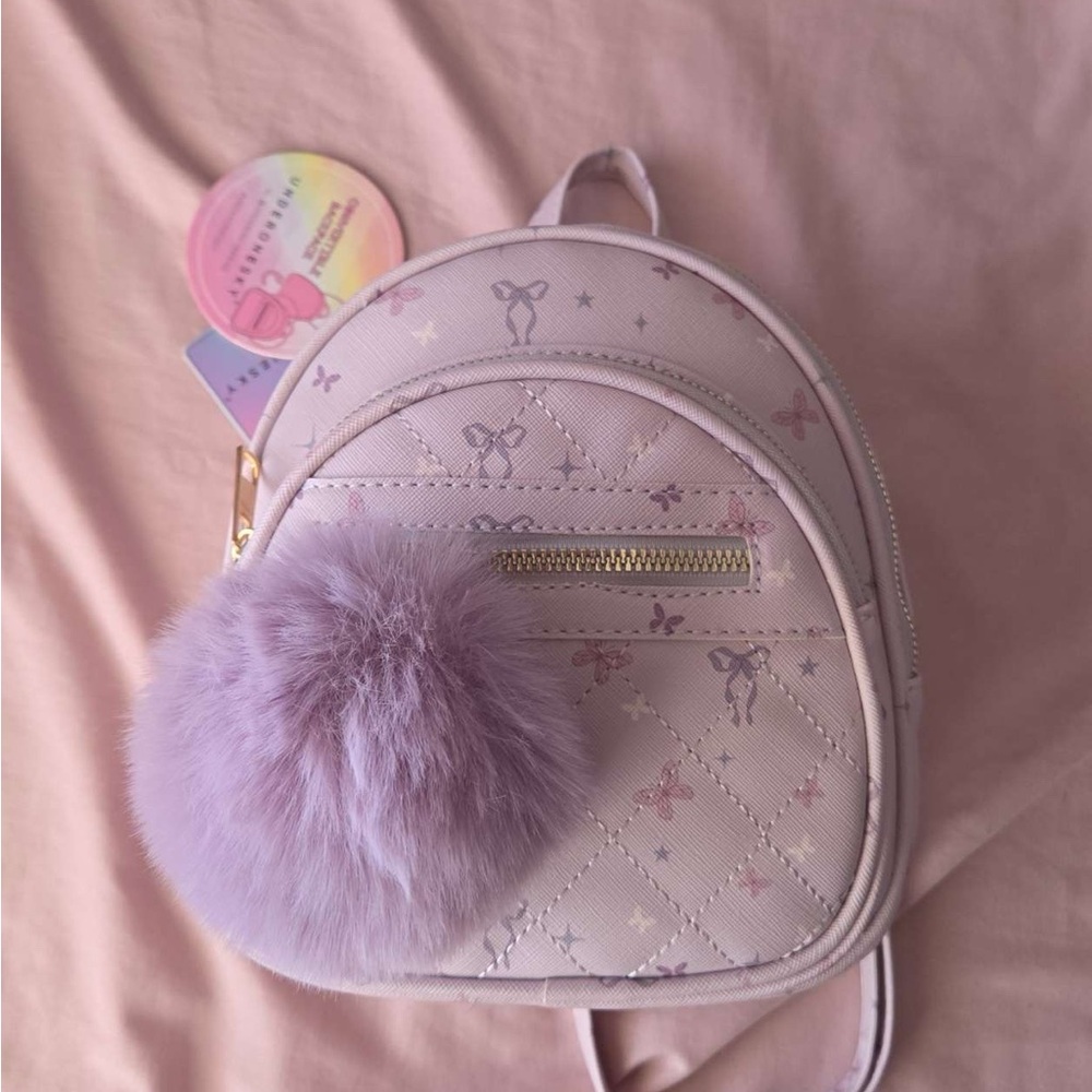 Under One Sky Lilac Kids Backpack with Fluffy Charm